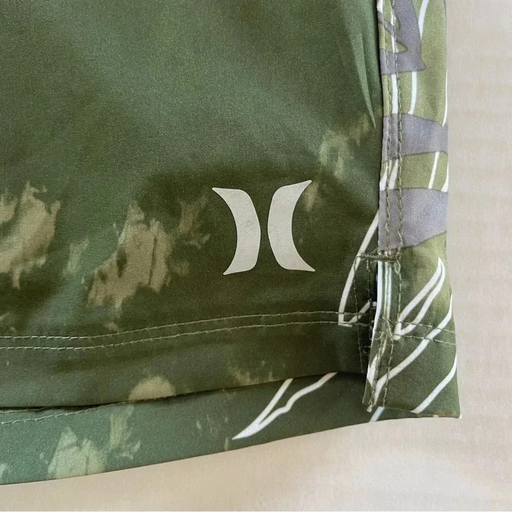 Hurley Palm Print Volley Swim Shorts-Olive Men size Large - Picture 3 of 12